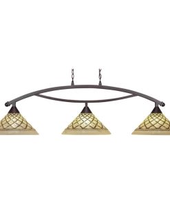 Toltec Lighting 873-DG-718 Bow - Three Light Billiard