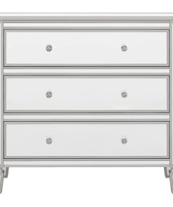3-Drawer 40" W Wood Bachelors Chest, Silver