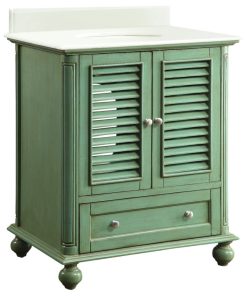 30" Shutter Blinds Keysville Vanity, Vintage Green