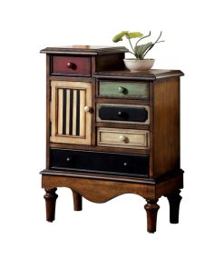 Vintage Style Accent Chest With 5 Drawers in Walnut Brown