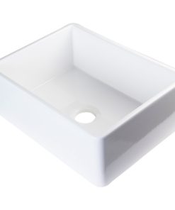 White 26" Contemporary Smooth Fireclay Farmhouse Kitchen Sink