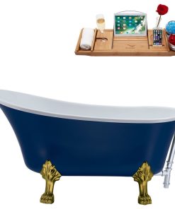 55" Streamline N369BGL-CH Clawfoot Tub and Tray With External Drain