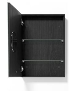 Wooden Bathroom Mirror Cabinet | Wireworks Magnifier, Black Oak