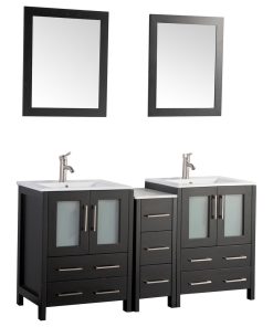 Vanity Art Vanity Set With Ceramic Top, 60", Espresso, Standard Mirror