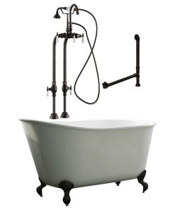 54" Swedish Clawfoot Bathtub & Gooseneck Freestanding Plumbing Package- Gentry,