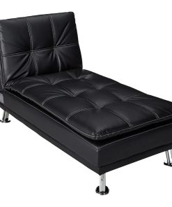 Vail Contemporary Leatherette Chaise In Black