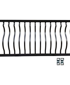 6'x36" Hammered Blk Aluminum Straight Deck Railing Kit, Curved Baluster