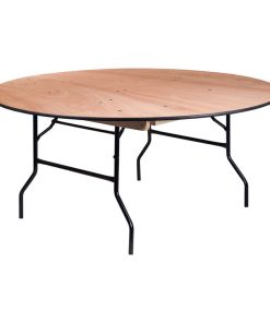 66" Round Natural Wood Fold Table