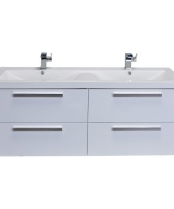 Surf 57" White Bathroom Vanity Set With Integrated White Acrylic Double Sink