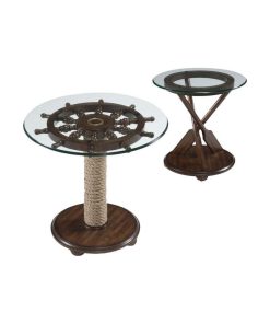 2 Piece Coffee Table and End Table Set in Dark Oak