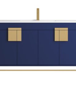 47" Kuro Minimalistic Single Sink Vanity, Navy Blue, No Medicine Cabinet