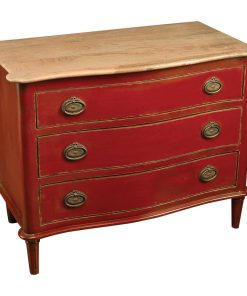 Three Drawer Chest, Red with Driftwood Top