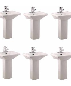 6 Children's White Pedestal Sinks Porcelain Set of 6 |