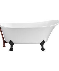 59" Streamline N341BL-ORB Soaking Clawfoot Tub and Tray With External Drain