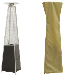 7' 42,000 BTU Pyramid Propane Patio Heater in Black With Cover