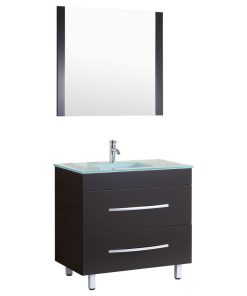 Style 4, 36"W Black Vanity Sink Base Cabinet, Mirror, LV4-36B