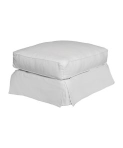 Sunset Trading Horizon Slipcovered Ottoman in Warm White Fabric