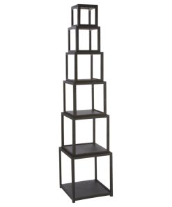 Wood Stacked Cubes, Set of 6, Black