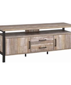 59" TV Console with 2 Drawers, Weathered Oak