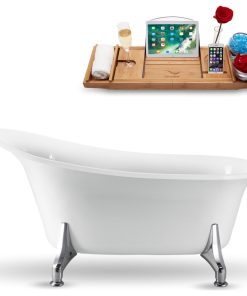 59" Streamline N1100CH-IN-GLD Clawfoot Tub and Tray With Internal Drain