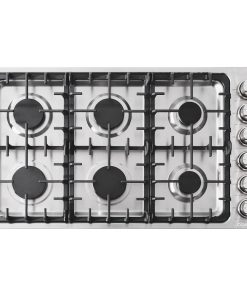 36" Luxury Gas Cooktop in Stainless Steel With 6 Italian Burners Easy Clean