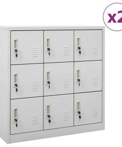 vidaXL 2x Locker Cabinets Light Gray Steel Storage Office Cabinet Furniture