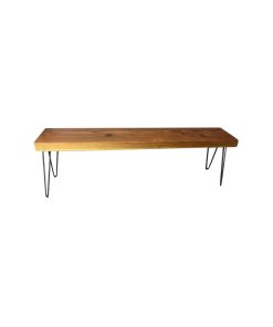 Wooden Bench With Hairpin Legs, Reclaimed Wood Furniture, 12x48x18, Beeswax
