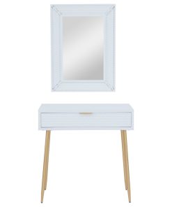 White Wood Contemporary Vanity with Stool Set of 2 31", 31"H