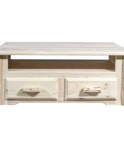 Montana 2 Drawer Sitting Chest/Entertainment Center, Clear Lacquer Finish