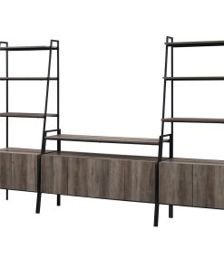 3-Piece Ladder Storage Entertainment Wall, Gray Wash