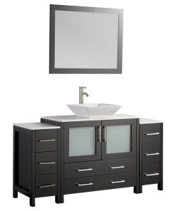 Vanity Art Vanity Set With Vessel Sink, Espresso, 60", Standard Mirror