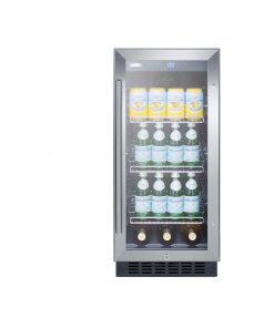 Summit SCR1536BGCS 15"W 2.5 Cu. Ft. Built-In Undercounter Glass - Stainless