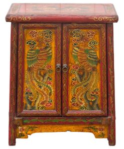 Vintage Yellow & Red Mongolian Nightstand