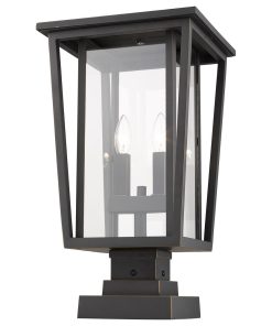Z-Lite 2 Light Outdoor Pier Mounted Fixture Oil Rubbed Bronze 571PHBS-SQPM-ORB