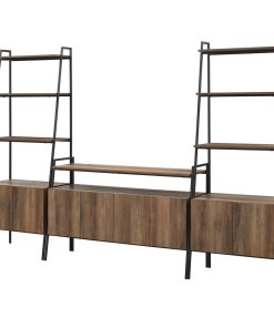 3-Piece Ladder Storage Entertainment Wall, Reclaimed Barnwood