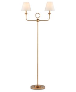 Two Light Floor Lamp, Brass
