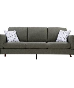 Winston Linen Sofa Couch With USB Charger and Tablet Pocket, Gray