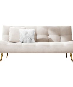 70.9" Sleeper Sofa Bed Velvet Upholstered Sofa Convertible Couch, White