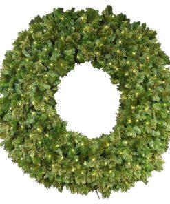 5' Blended Pine Wreath Pre-Lit With Warm White LEDs