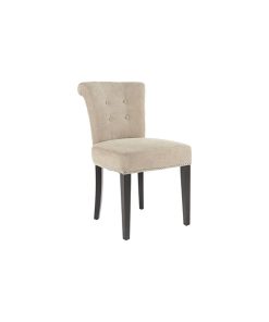 2 Pack Mid Century Dining Chair, Espresso Painted Legs and Beige Polyester Seat