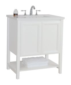 31 in Single sink vanity-wood-white quartz