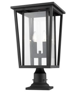 Z-Lite 2 Light Outdoor Pier Mounted Fixture, Black, 571PHBR-533PM-BK
