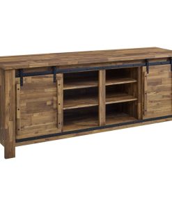 Walnut Cheshire 71" Rustic Sliding Door TV Stand