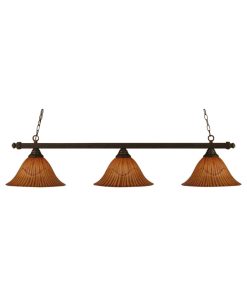 Toltec Lighting Square 3-Light Billiard Light, Tiger Glass, Dark Granite, 14"