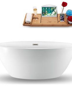 59" Streamline N1301BNK Freestanding Tub and Tray With Internal Drain