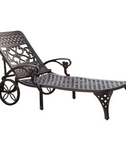 Traditional Patio Chaise Lounge, Cast Aluminum Construction With Black Finish
