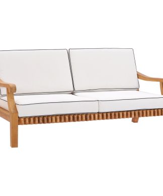 Teak Wood Deep Seating Patio Love Seat with Cushions