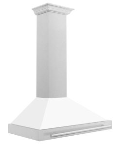 36" DuraSnow Stainless Steel Range Hood, White Matte Shell