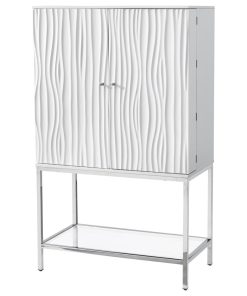Waves Glossy White Two Door Wine Cabinet