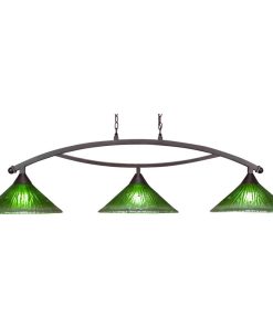Toltec Lighting 873-DG-717 Bow - Three Light Billiard